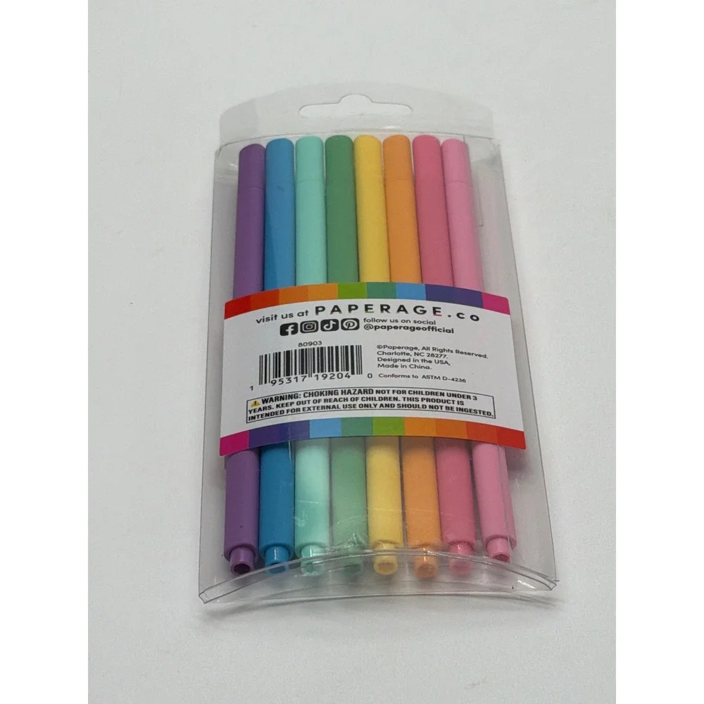 Paperage 8 Pack Black Ink Gel Pens 0.5mm Fine Point Ergonomic Triangular 80903